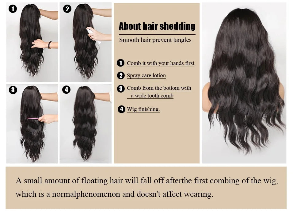 Black Hair Long Straight Wigs for Women Natural Hair Synthetic Wigs Daily Cosplay Heat Resistant