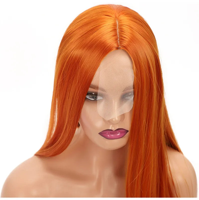 Long Straight Hair Synthetic Wig Female 34inch Long Black Red Blonde Wigs For Women Natural Wigs Women Cosplay Wig Middle Part