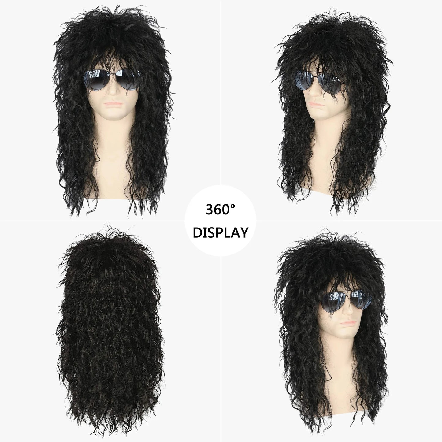 Men Women 70s 80s Rock Punk Wig  Long Curly Synthetic Hair Halloween Wigs  Halloween Costumes Animation Wigs
