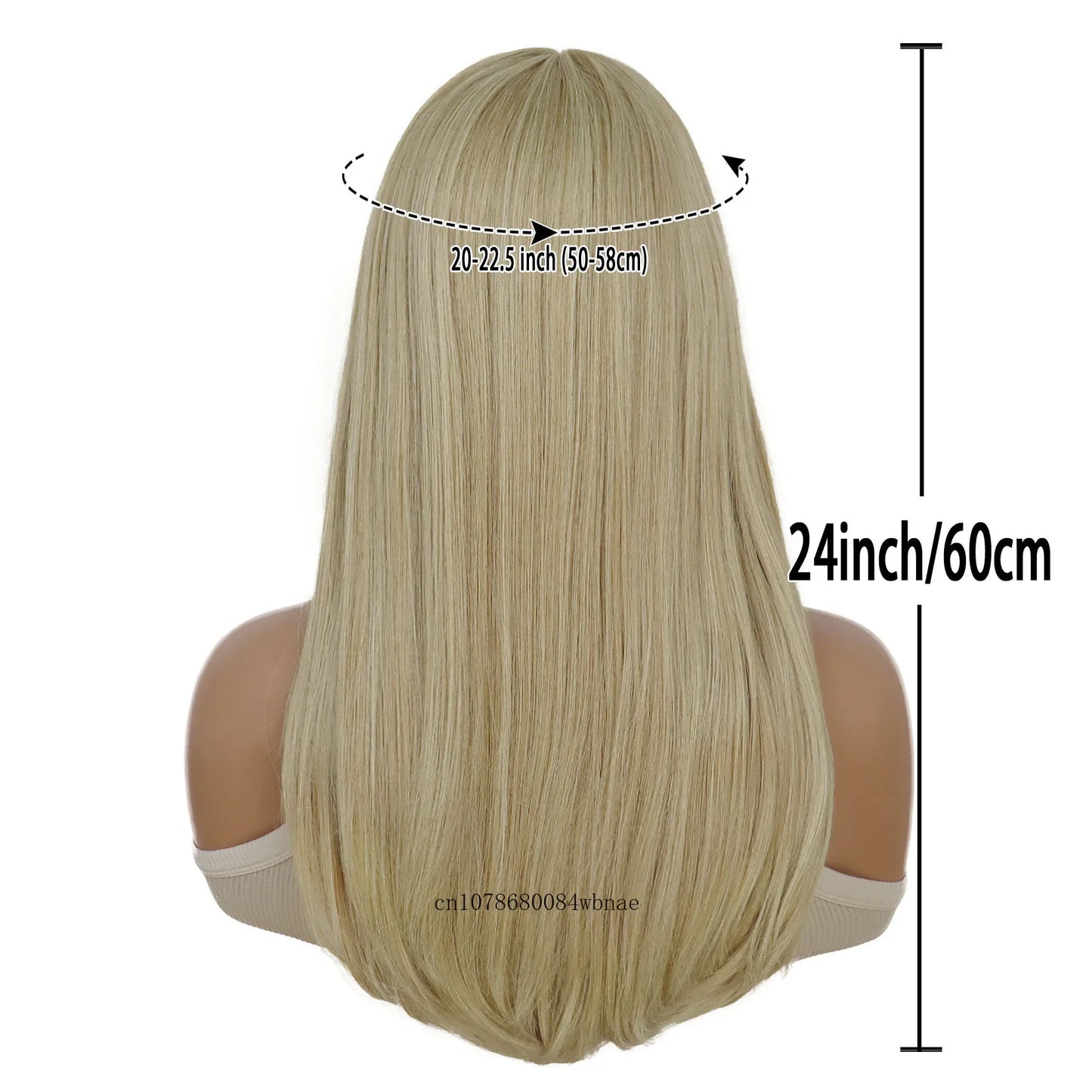 Long Blonde Wigs for Women Synthetic Hair Silky Straight Wig with Bangs Blond Cosplay Wig Drag Queen Lolita Party Heat Resistant