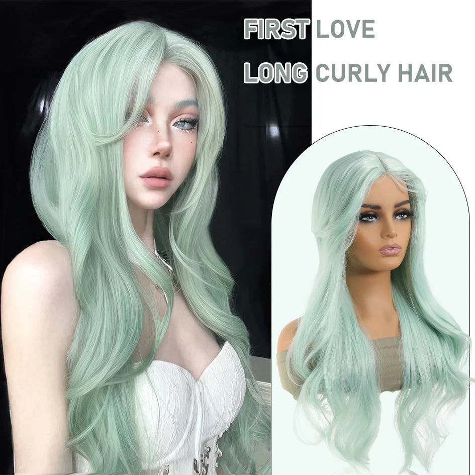 Synthetic wig linen long straight hair with bangs long curly hair ponytail extensions dirty braids Halloween Christmas gifts