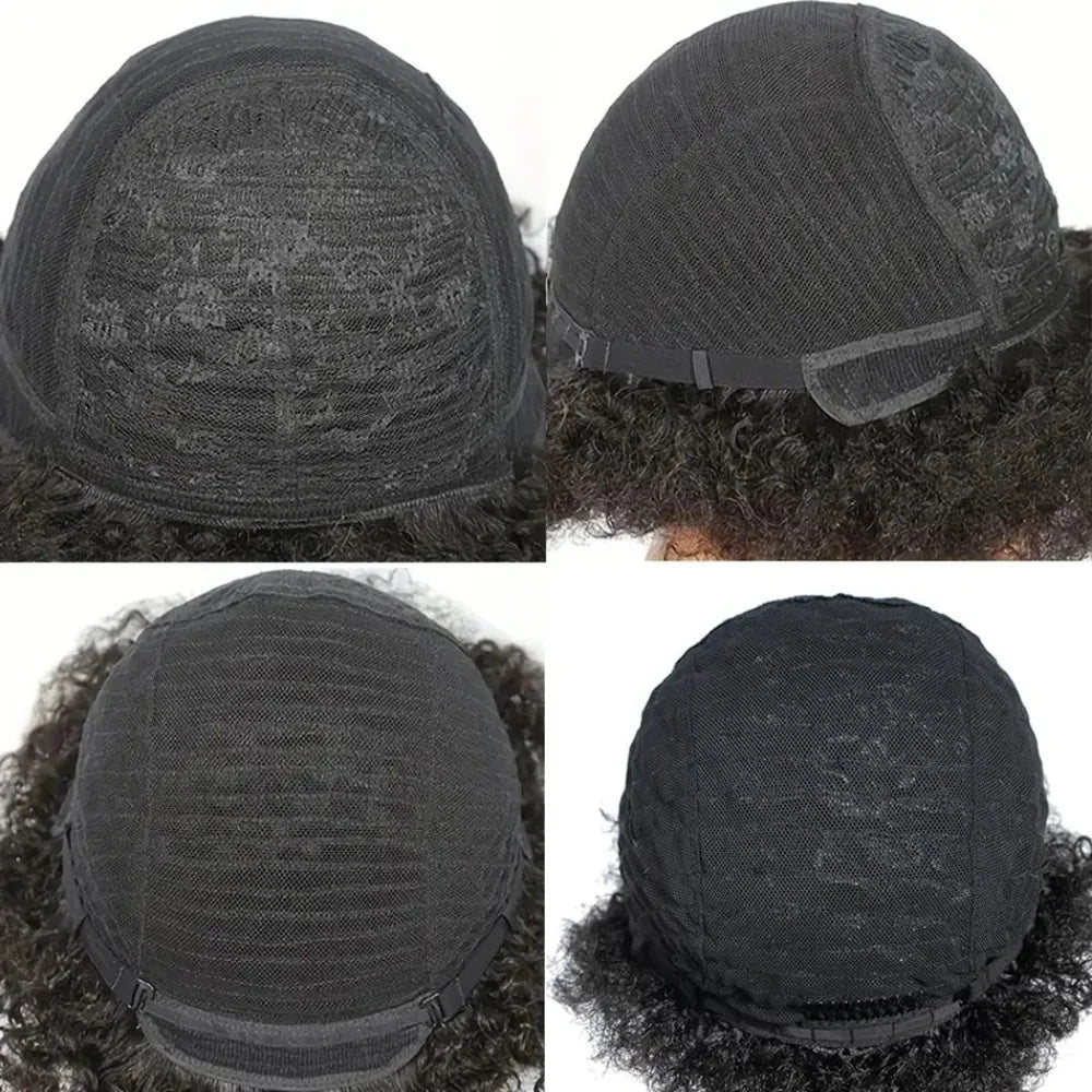 Wigs for Women Curly Wig with Bangs Full Machine Made Wig Machine Made Short Human Hair