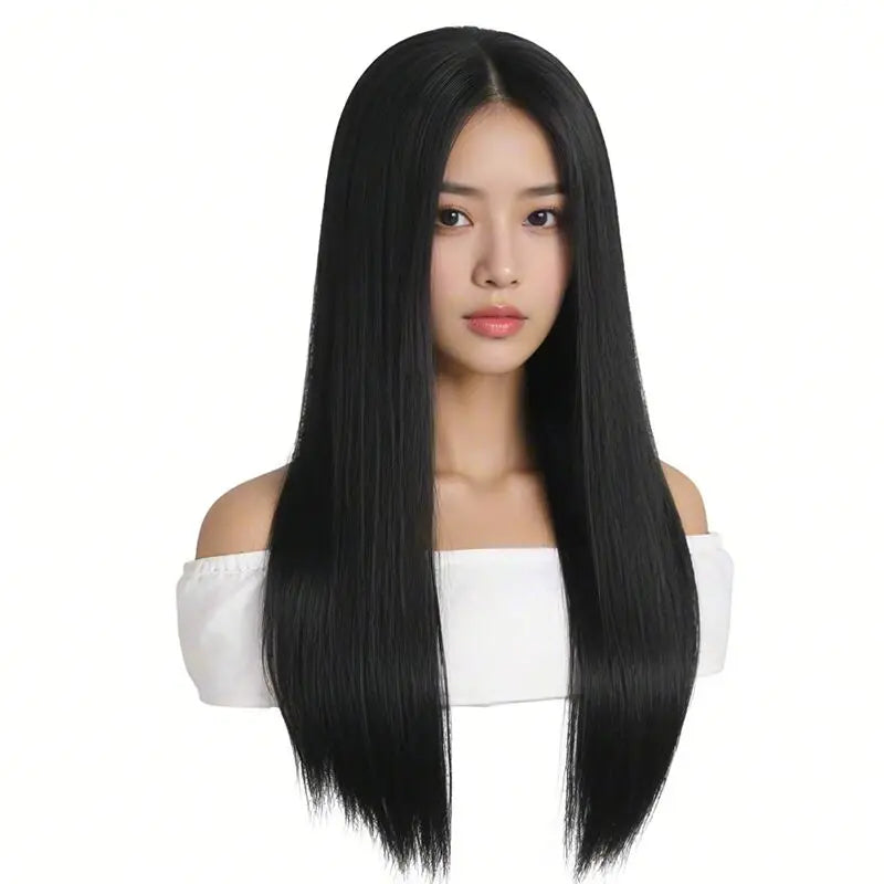 Elegant Long Straight Wig For Women - Heat Resistant Synthetic Hair For Cosplay & Halloween