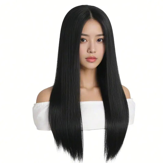 Elegant Long Straight Wig For Women - Heat Resistant Synthetic Hair For Cosplay & Halloween