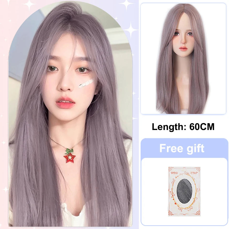 BEAUTYENTER Long Wavy Blonde Synthetic Wigs with Bangs for Women Natural Wave Cosplay Party Daily Use Hair Wigs Heat Resistant