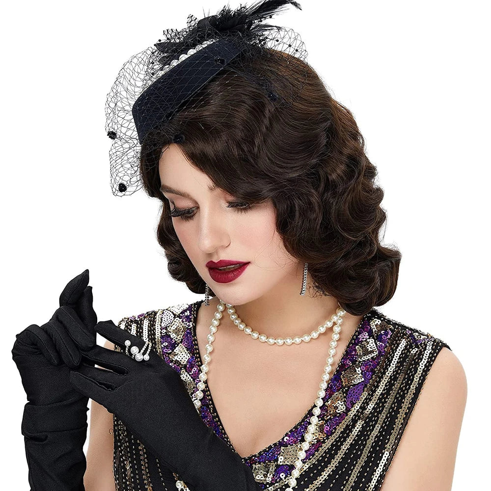 Synthetic Hair 1920s Wig Finger Wave The Great Gatsby Curly Long Wig Vintage Wigs for Women Lady  Heat Resistant Costume Wigs