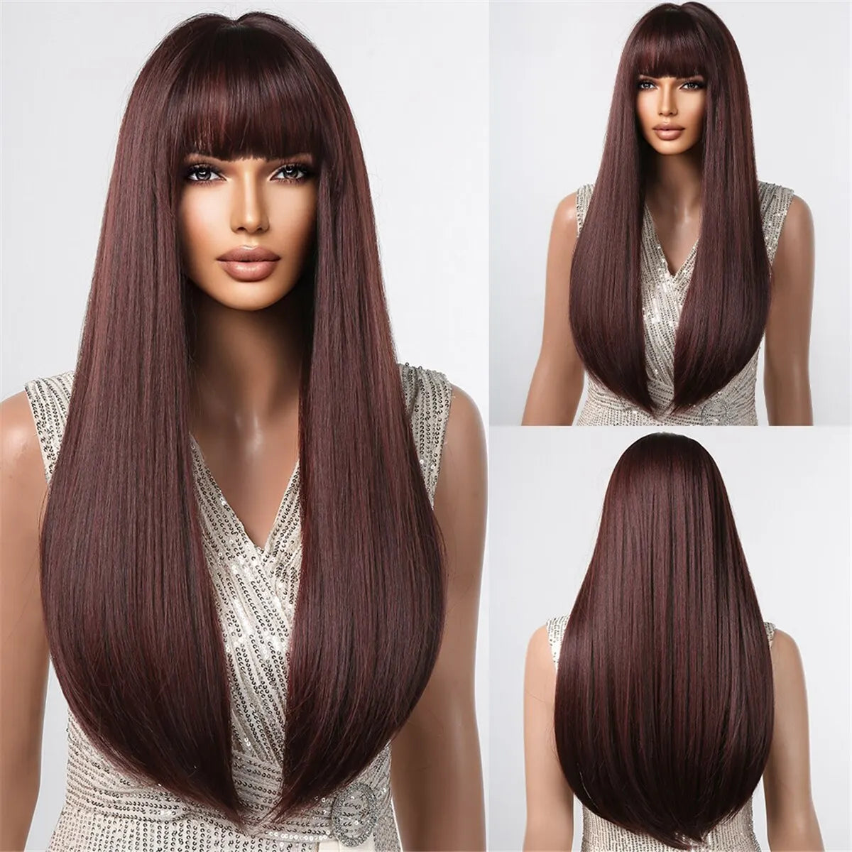 Black Hair Long Straight Wigs for Women Natural Hair Synthetic Wigs Daily Cosplay Heat Resistant