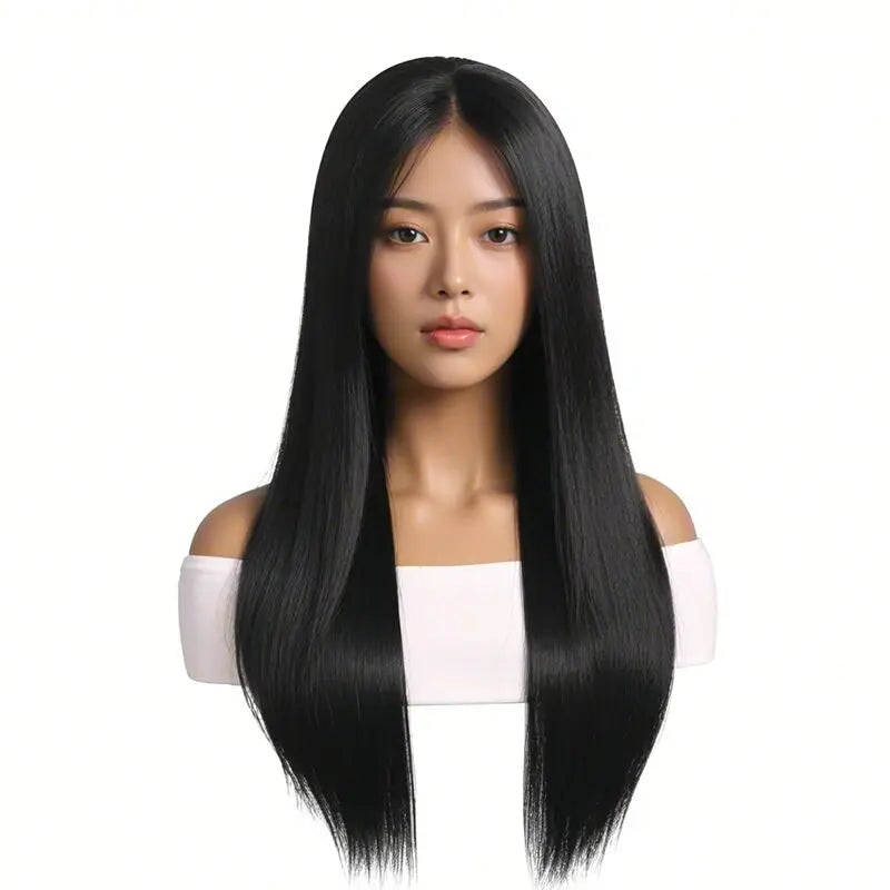 Elegant Long Straight Wig For Women - Heat Resistant Synthetic Hair For Cosplay & Halloween