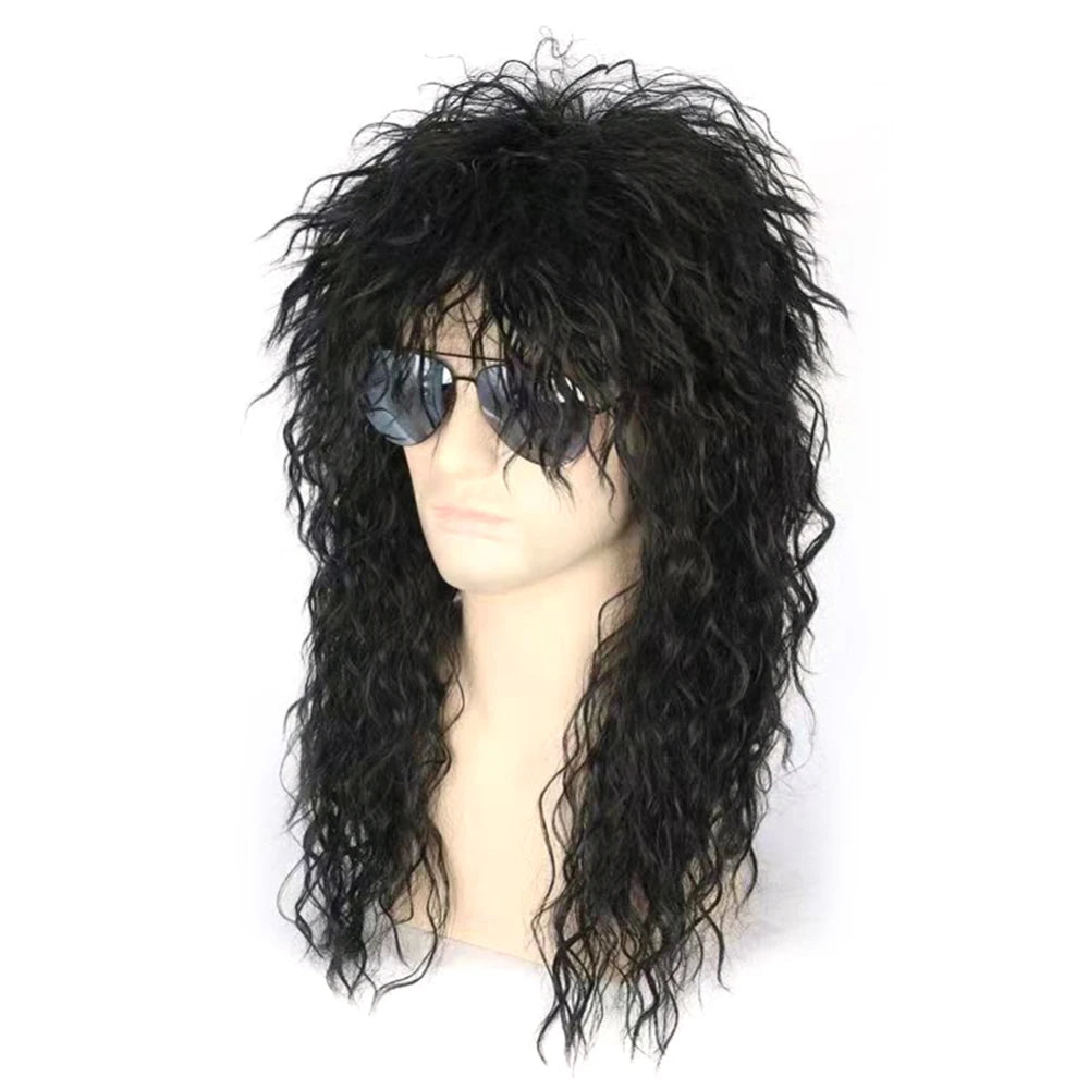 Men Women 70s 80s Rock Punk Wig  Long Curly Synthetic Hair Halloween Wigs  Halloween Costumes Animation Wigs