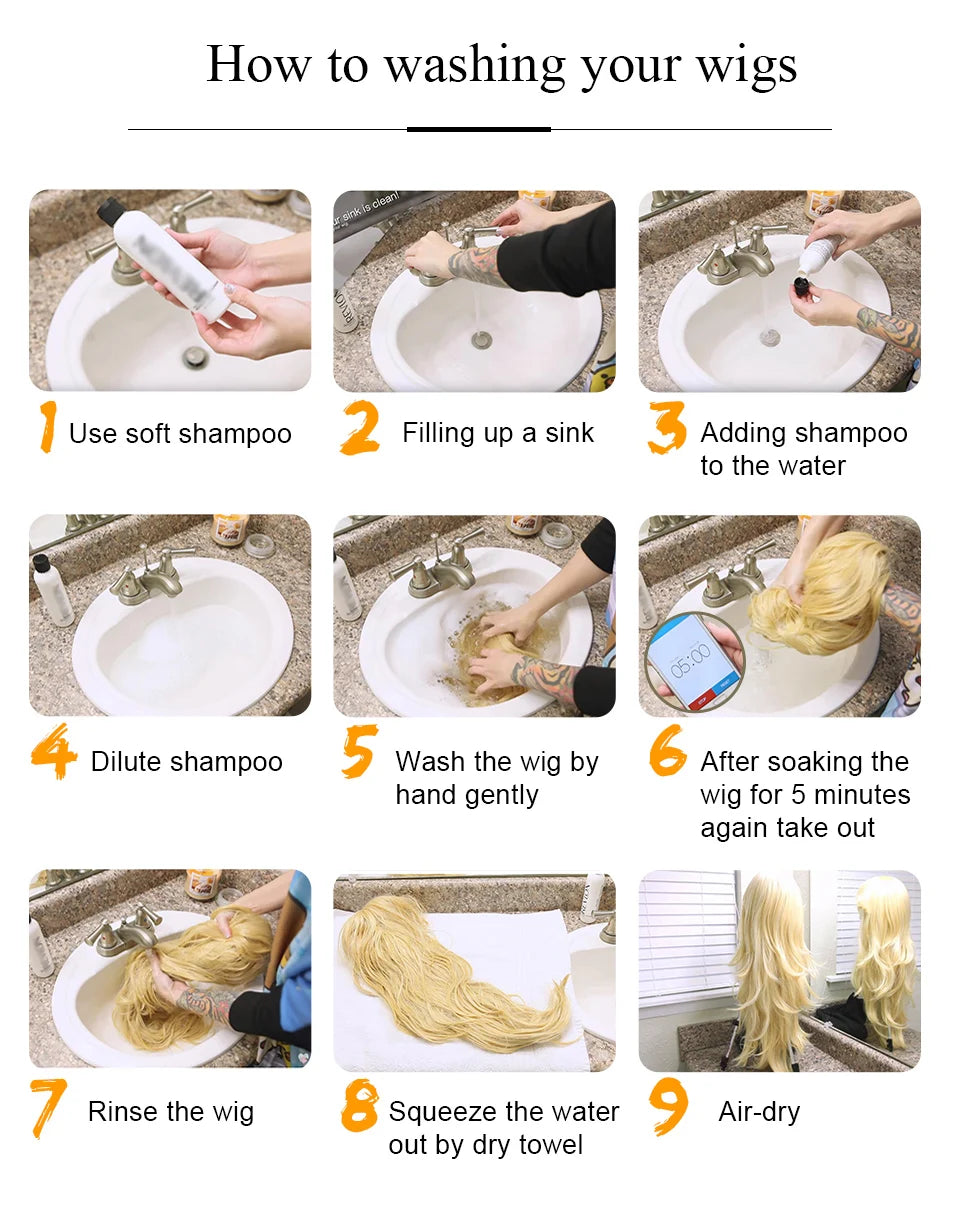 Long Wavy Synthetic Wigs for Women Ombre Brown Blonde Curly Wigs With Bangs Daily Cosplay Party Fake Hair Heat Resistant