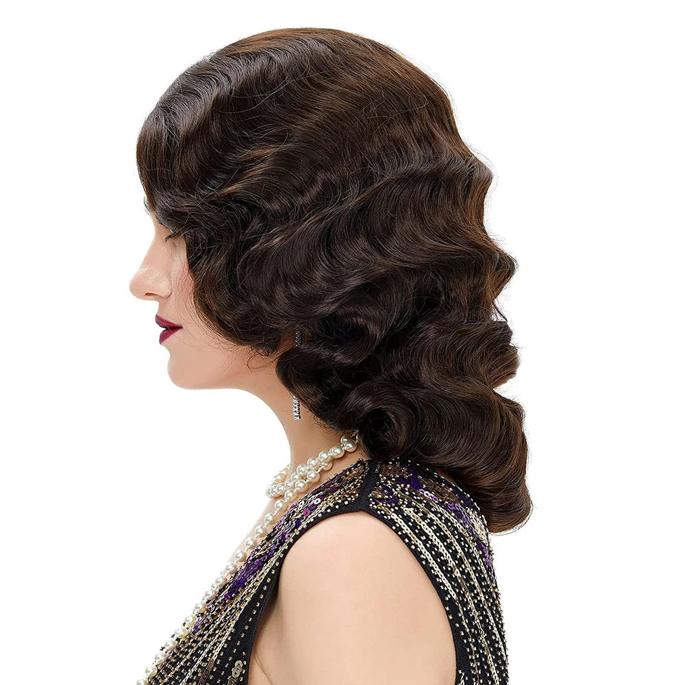 Synthetic Hair 1920s Wig Finger Wave The Great Gatsby Curly Long Wig Vintage Wigs for Women Lady  Heat Resistant Costume Wigs