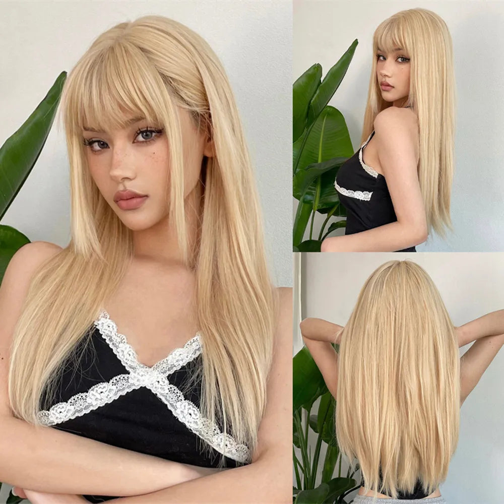 Black Hair Long Straight Wigs for Women Natural Hair Synthetic Wigs Daily Cosplay Heat Resistant